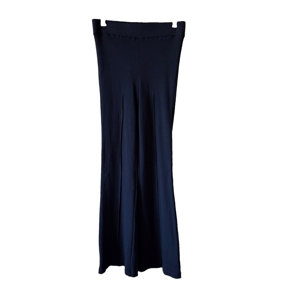 Donni Blue Ribbed Wide Leg Kick Flare Women's Casual Lounge Pants Size Small